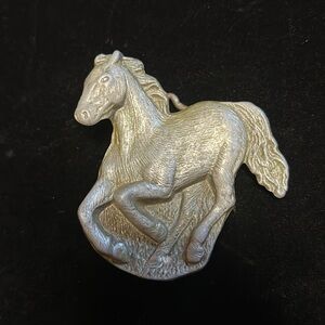 Frolicking Pony Pewter Belt Buckle
